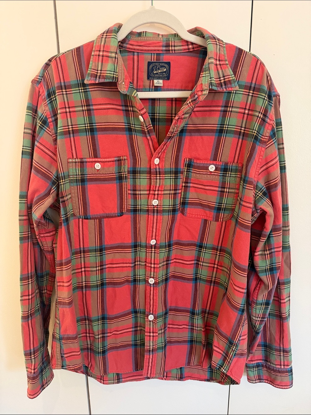 J. Crew Red and Green Plaid Button-Down Shirt